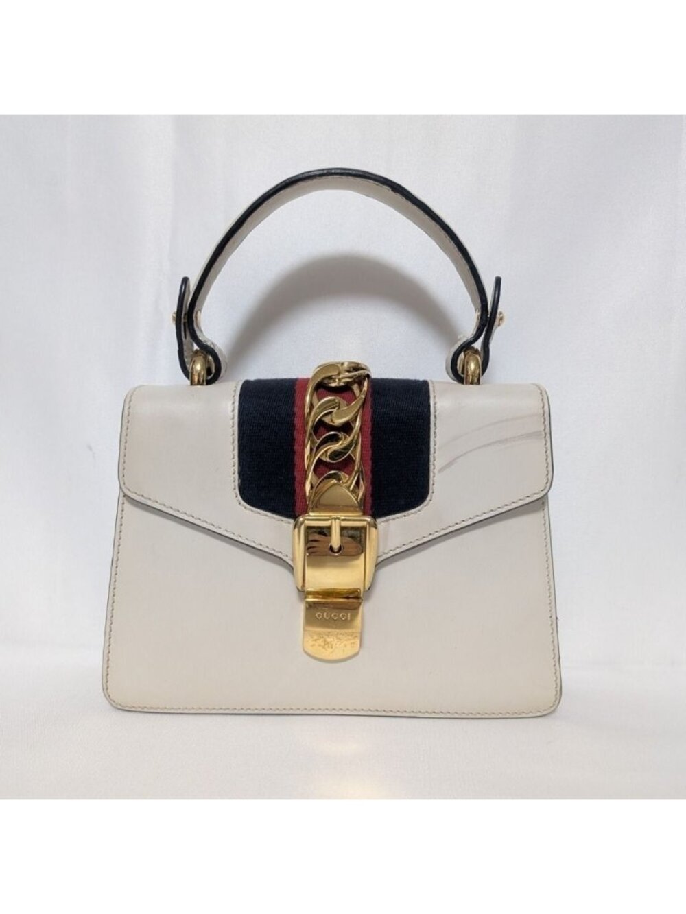 Gucci Sylvie Sherry Line White Leather Handbag